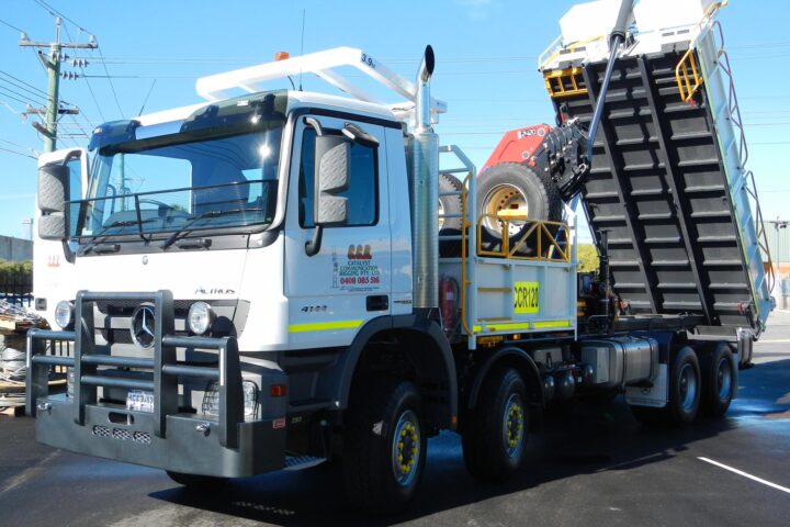 Mercedes Benz 8 Wheel Mine Compliant with Tipper, Hiab and Dog Trailer